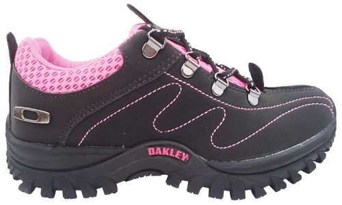 Tênis Oakley Feminino Preto e Rosa Cano Baixo MOD:1037212,